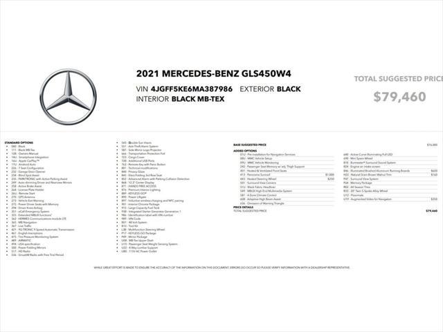 used 2021 Mercedes-Benz GLS 450 car, priced at $39,499