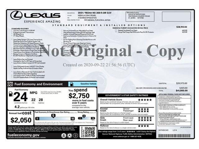 used 2021 Lexus NX 300 car, priced at $27,999