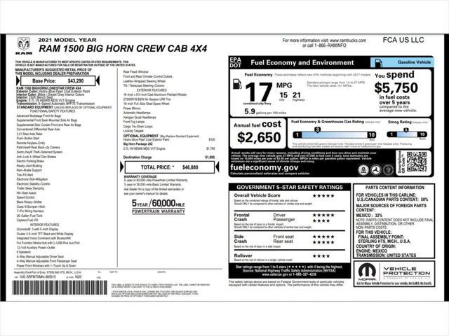 used 2021 Ram 1500 car, priced at $27,999