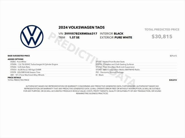 used 2024 Volkswagen Taos car, priced at $24,999