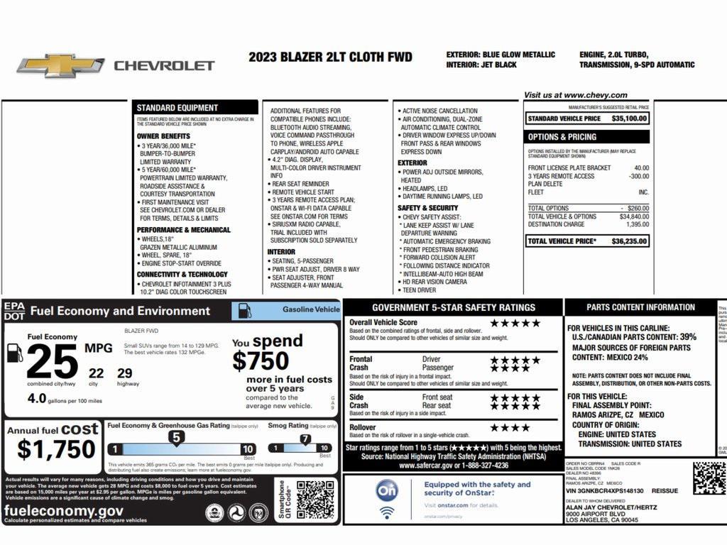 used 2023 Chevrolet Blazer car, priced at $21,499