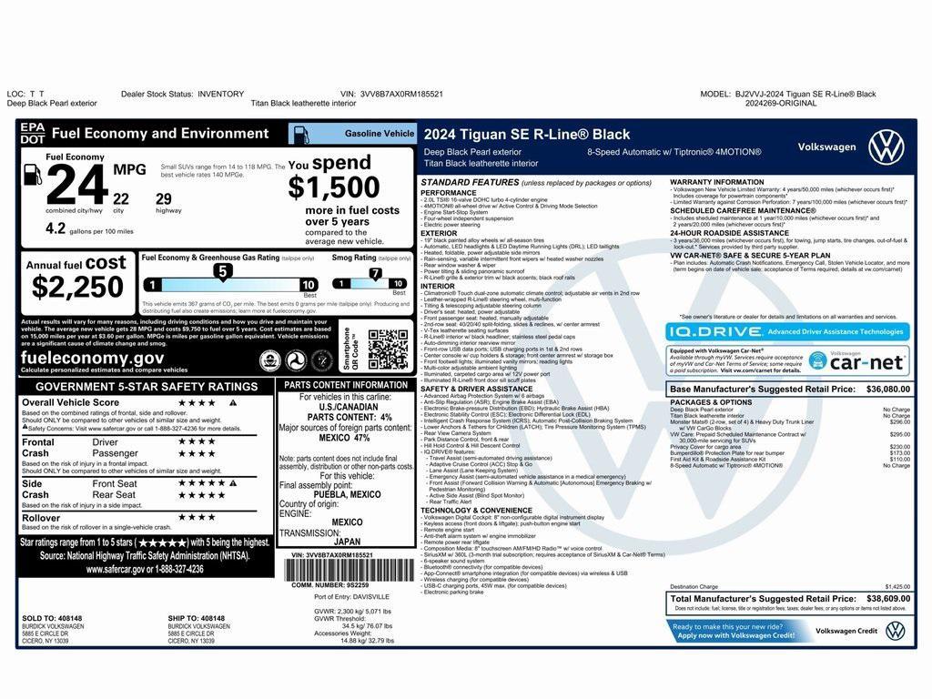 used 2024 Volkswagen Tiguan car, priced at $26,999