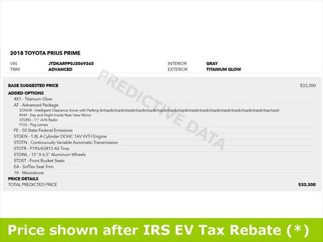 used 2018 Toyota Prius Prime car, priced at $16,999