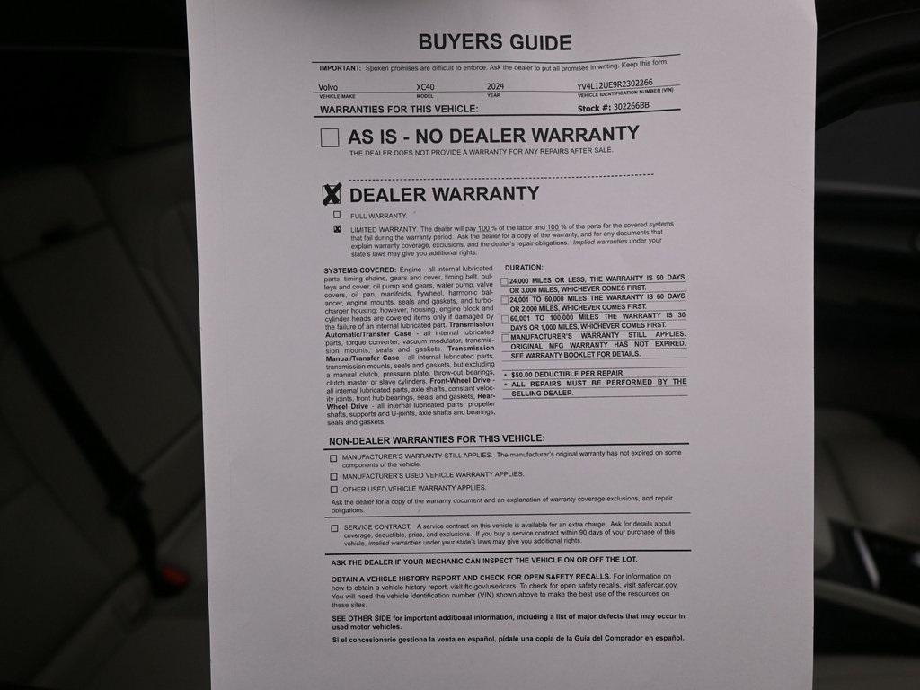used 2024 Volvo XC40 car, priced at $29,999
