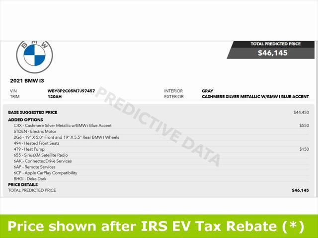 used 2021 BMW i3 car, priced at $18,499