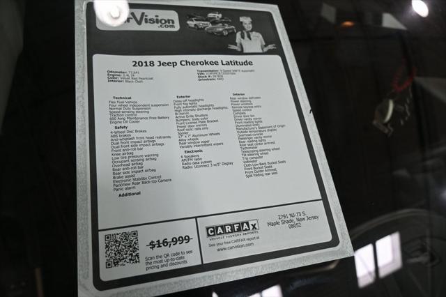 used 2018 Jeep Cherokee car, priced at $14,499