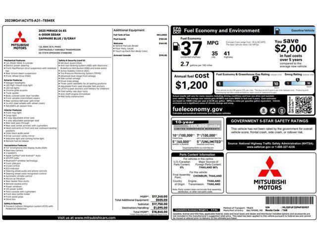 used 2023 Mitsubishi Mirage G4 car, priced at $12,999