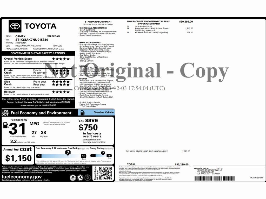 used 2022 Toyota Camry car, priced at $25,499