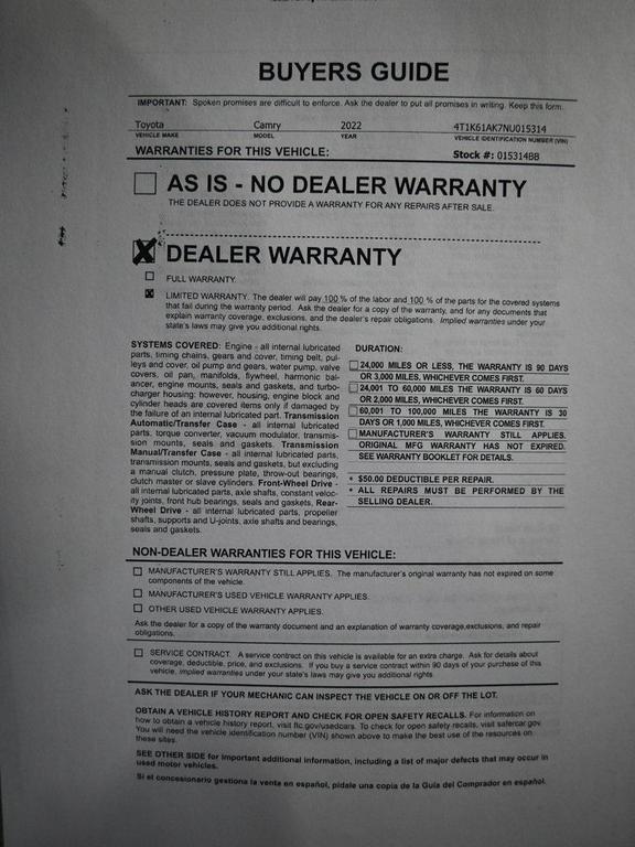 used 2022 Toyota Camry car, priced at $25,499