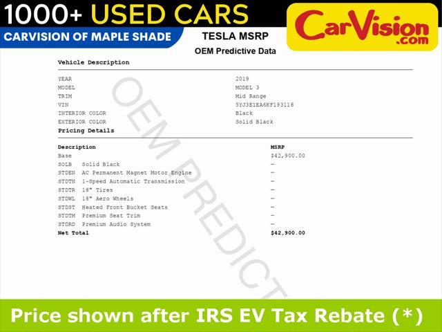 used 2019 Tesla Model 3 car, priced at $15,999