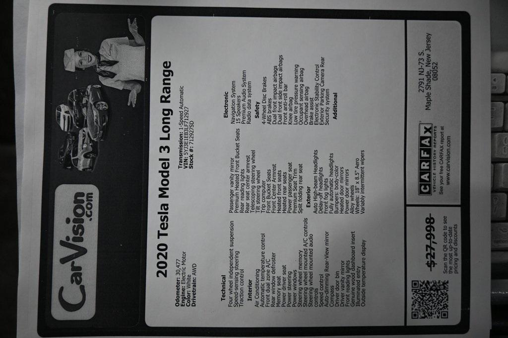 used 2020 Tesla Model 3 car, priced at $21,999