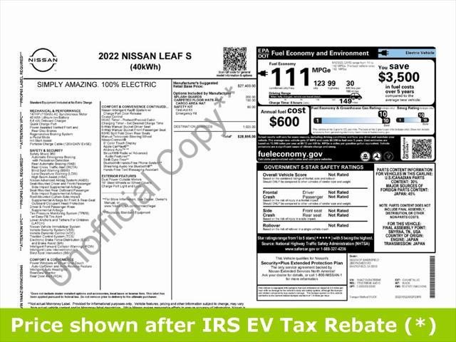 used 2022 Nissan Leaf car, priced at $10,999