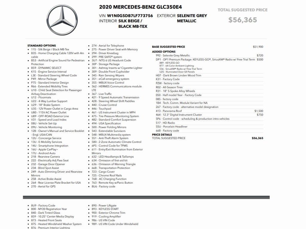 used 2020 Mercedes-Benz GLC 350e car, priced at $24,999