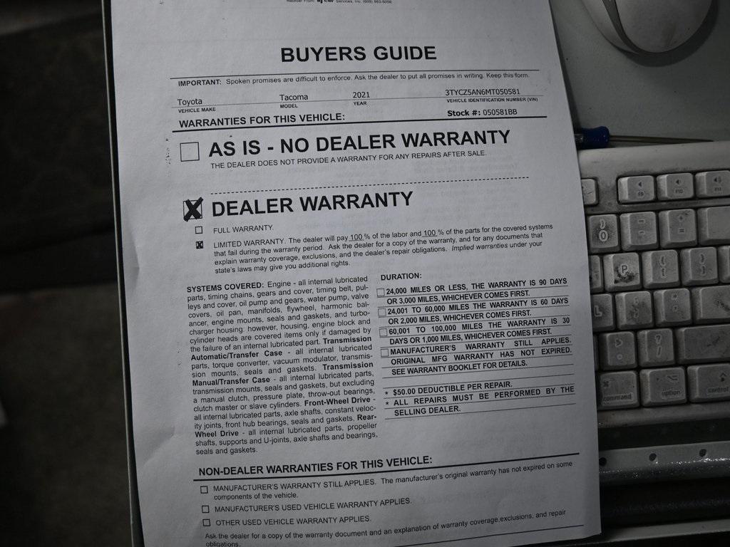 used 2021 Toyota Tacoma car, priced at $33,999