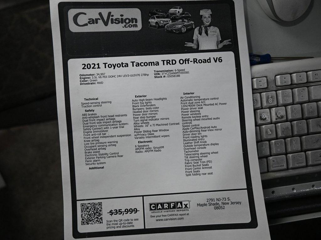 used 2021 Toyota Tacoma car, priced at $33,999