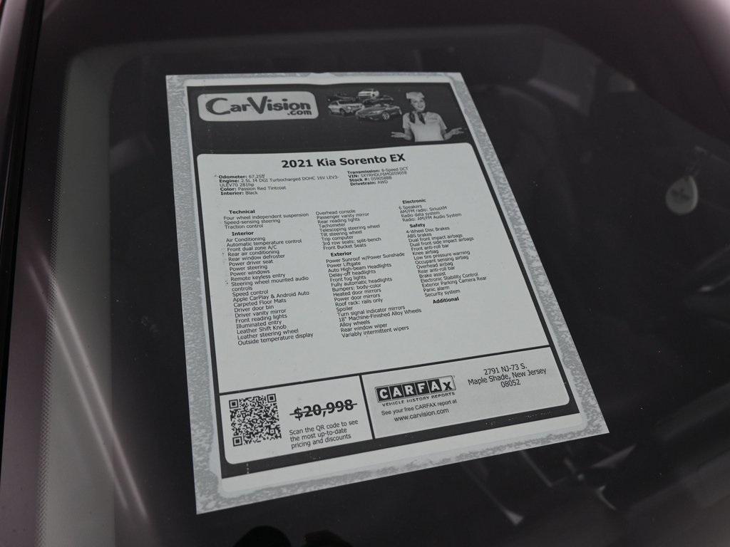 used 2021 Kia Sorento car, priced at $18,999