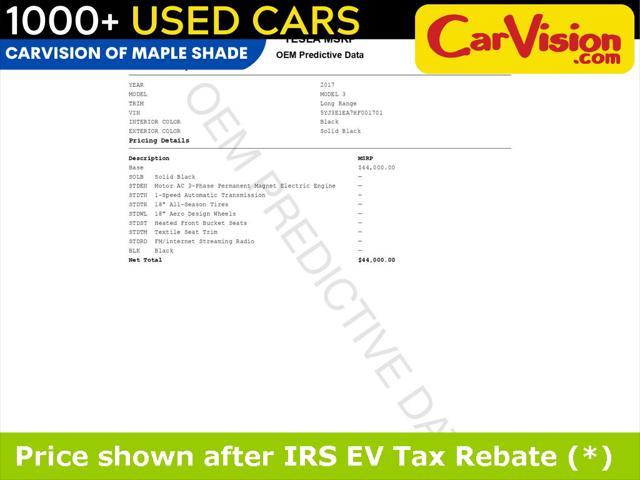 used 2017 Tesla Model 3 car, priced at $12,999