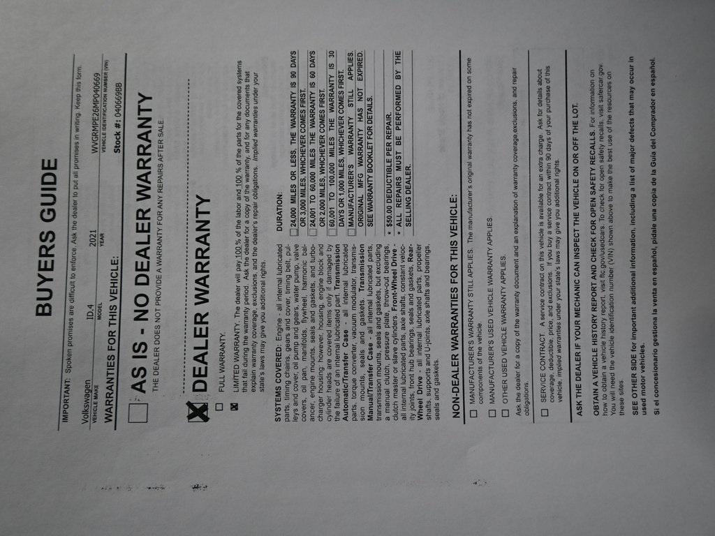 used 2021 Volkswagen ID.4 car, priced at $14,999