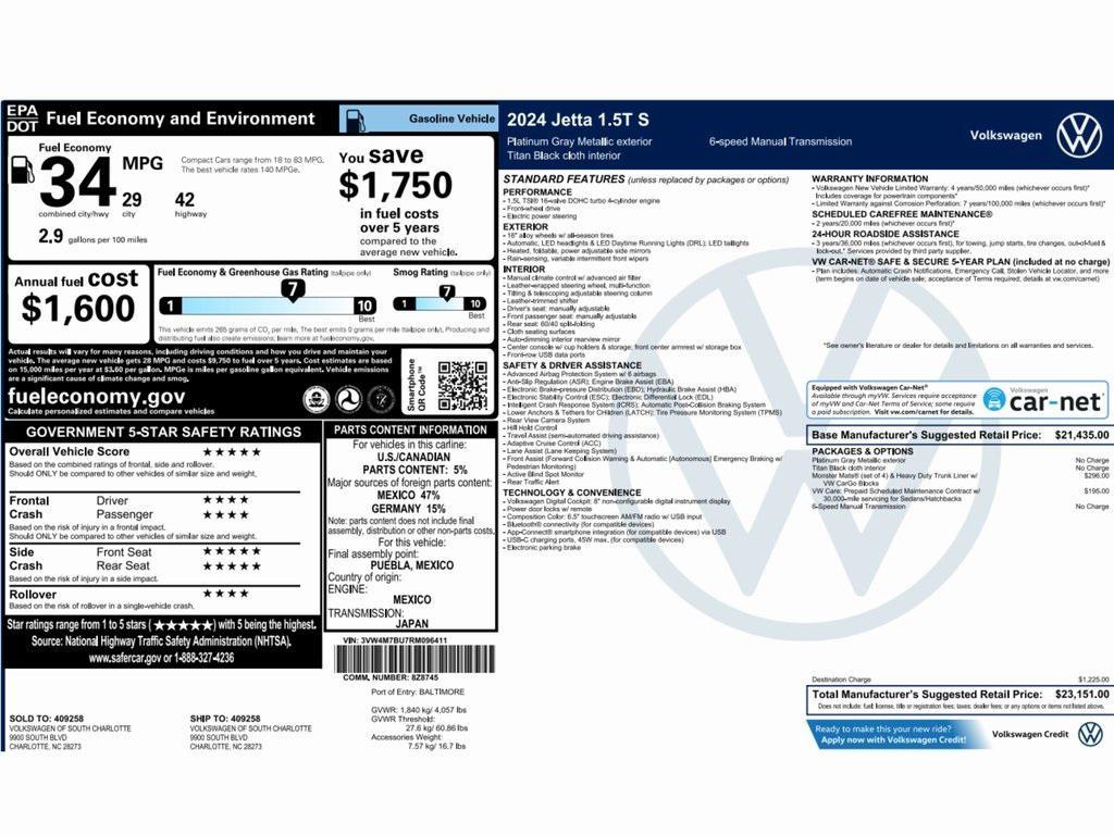 used 2024 Volkswagen Jetta car, priced at $17,499