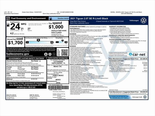 used 2021 Volkswagen Tiguan car, priced at $20,999