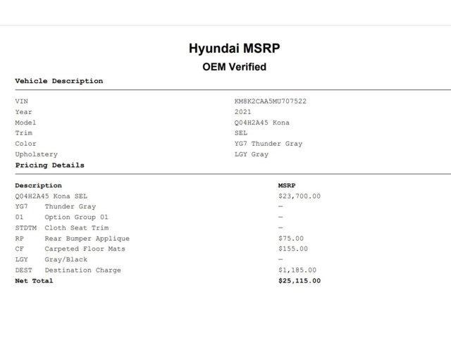 used 2021 Hyundai Kona car, priced at $18,499