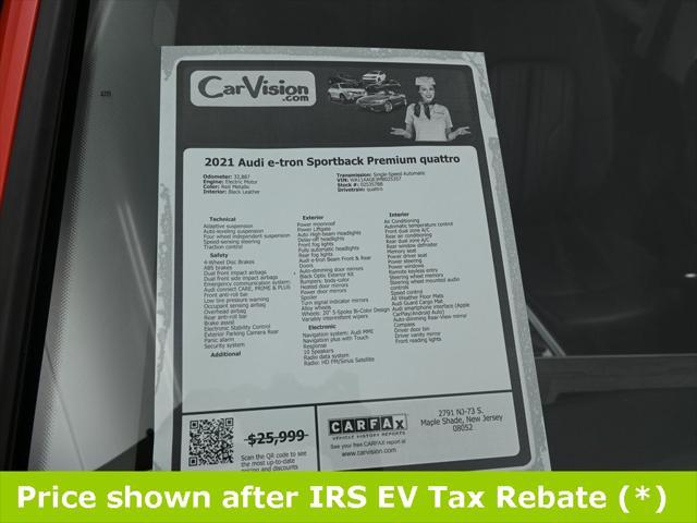 used 2021 Audi e-tron Sportback car, priced at $19,999