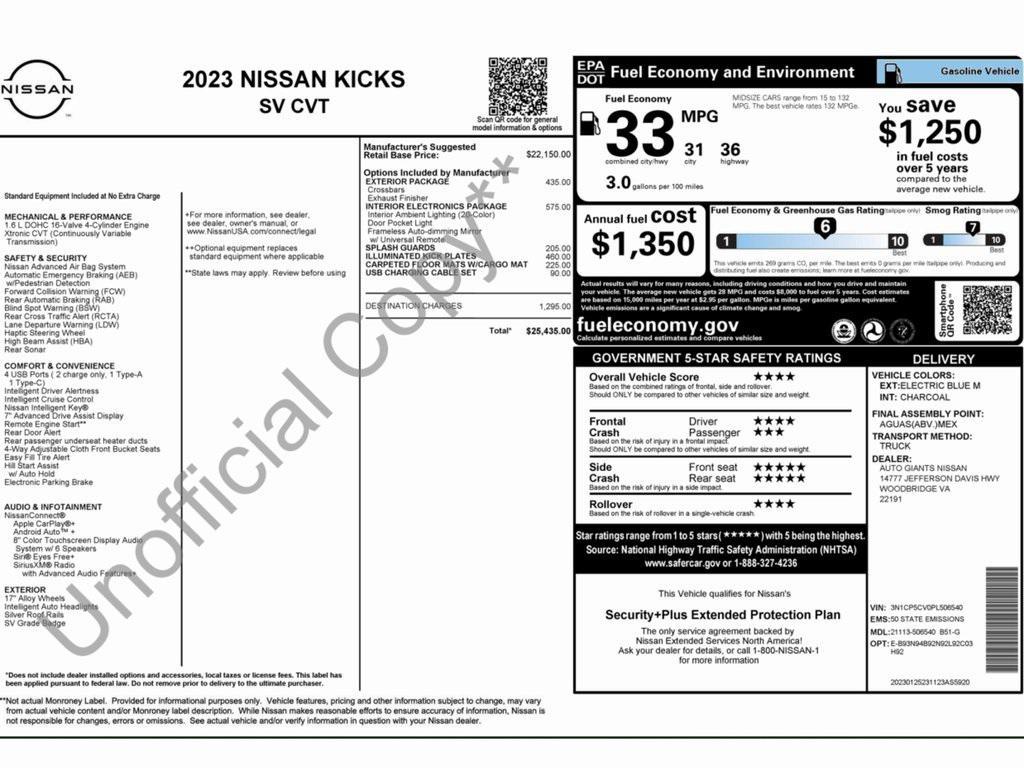used 2023 Nissan Kicks car, priced at $18,499