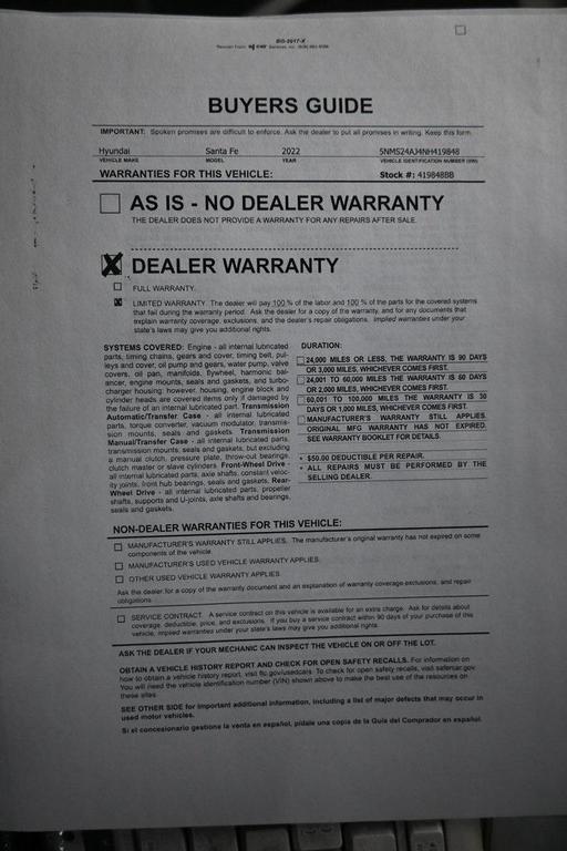 used 2022 Hyundai Santa Fe car, priced at $17,999