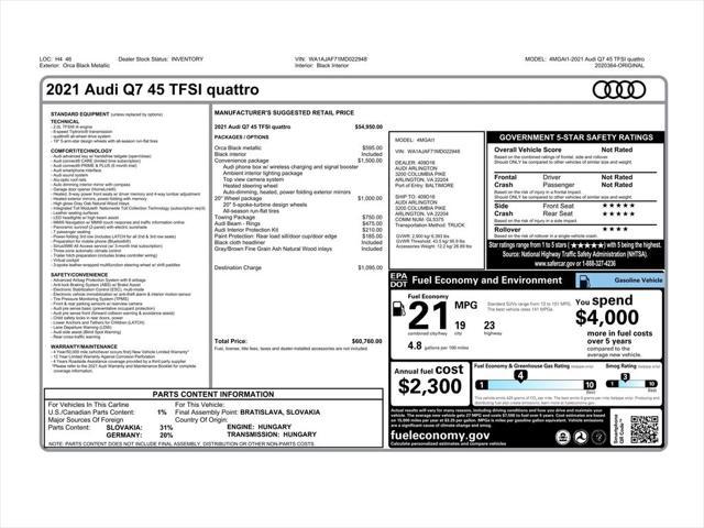 used 2021 Audi Q7 car, priced at $27,499