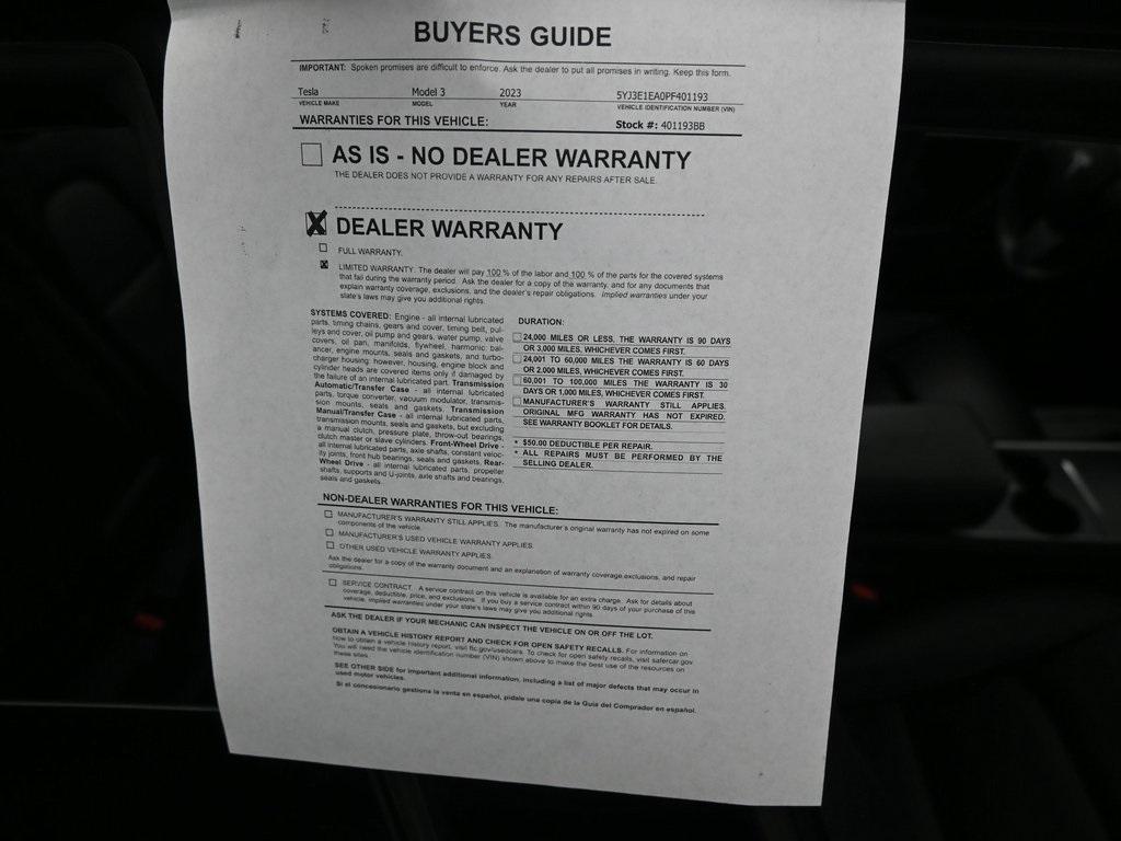 used 2023 Tesla Model 3 car, priced at $22,999