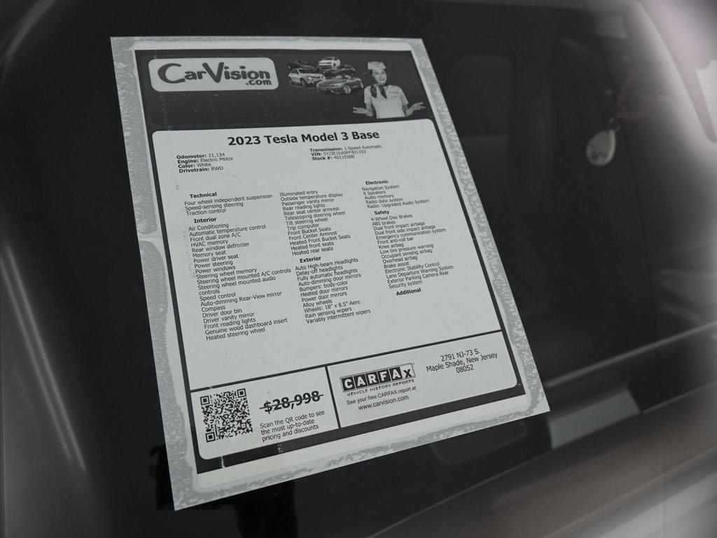 used 2023 Tesla Model 3 car, priced at $22,999