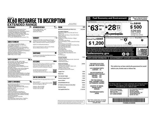 used 2022 Volvo XC60 Recharge Plug-In Hybrid car, priced at $36,999