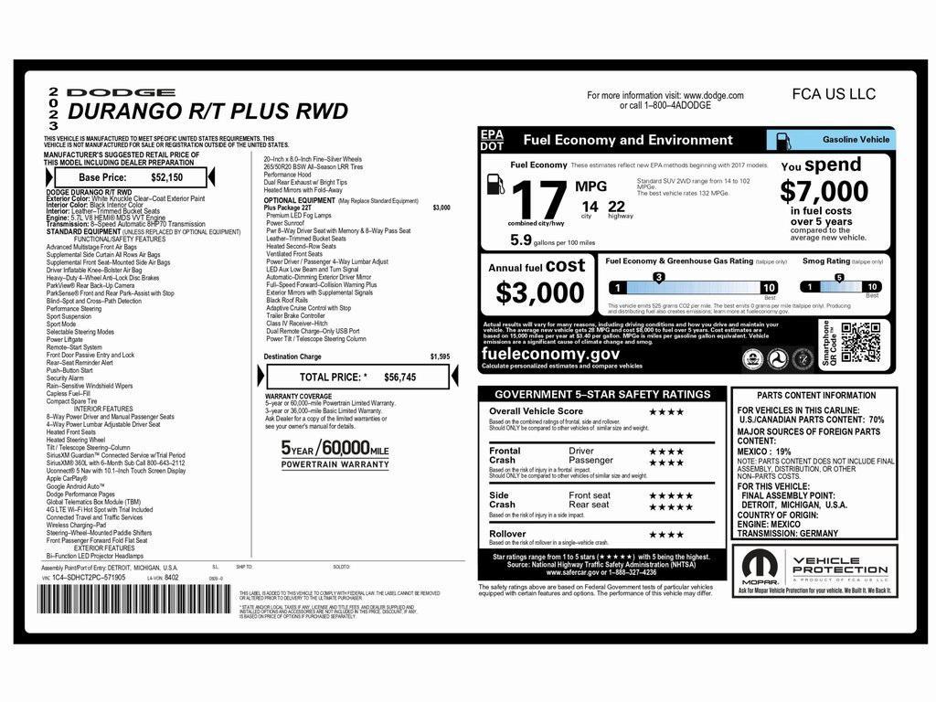 used 2023 Dodge Durango car, priced at $33,999