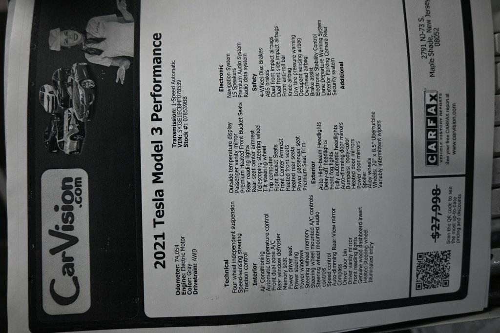 used 2021 Tesla Model 3 car, priced at $21,999