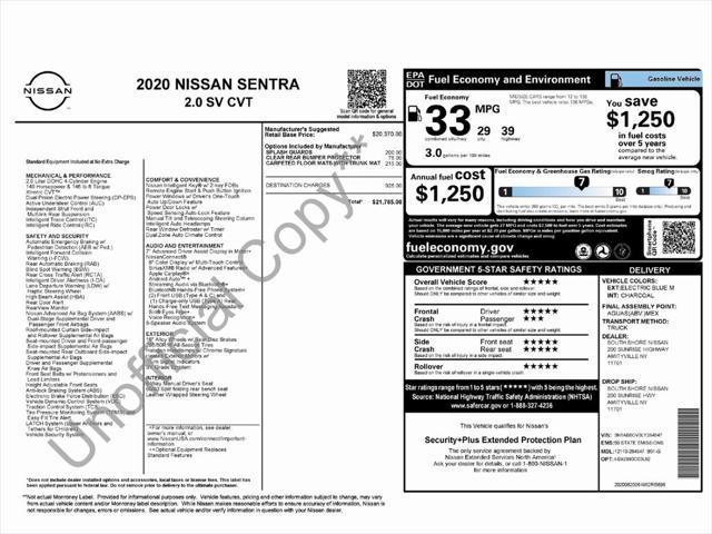 used 2020 Nissan Sentra car, priced at $15,999