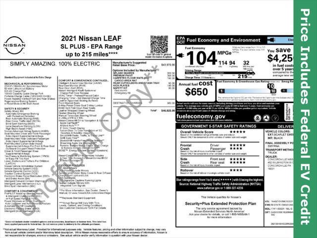 used 2021 Nissan Leaf car, priced at $15,999