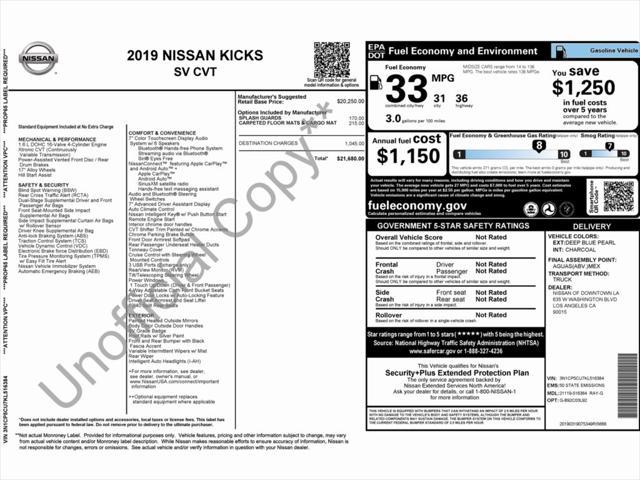 used 2019 Nissan Kicks car, priced at $12,999