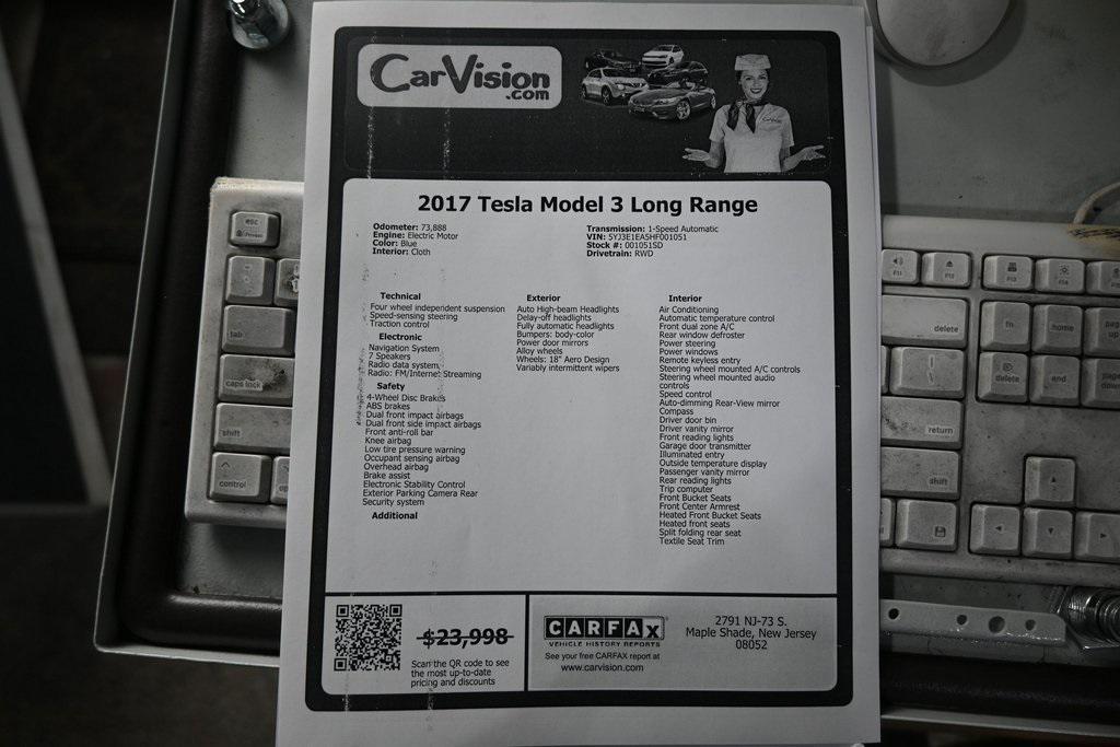 used 2017 Tesla Model 3 car, priced at $17,999