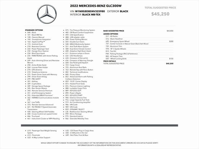 used 2022 Mercedes-Benz GLC 300 car, priced at $25,999