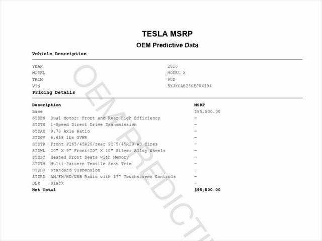 used 2016 Tesla Model X car, priced at $19,999