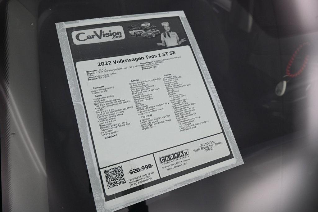 used 2022 Volkswagen Taos car, priced at $18,999