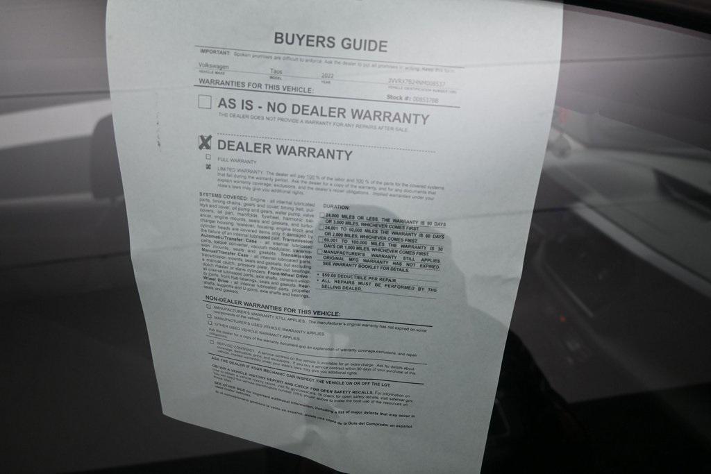 used 2022 Volkswagen Taos car, priced at $18,999