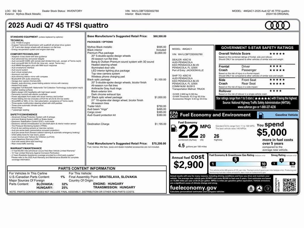 used 2025 Audi Q7 car, priced at $47,999