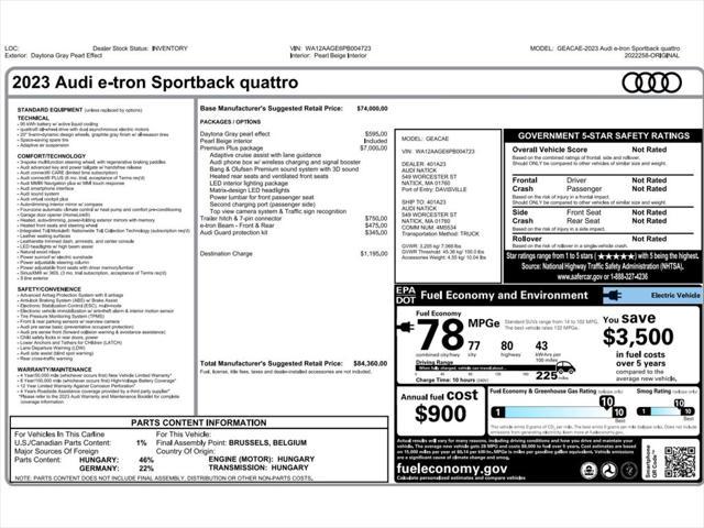 used 2023 Audi e-tron Sportback car, priced at $34,999