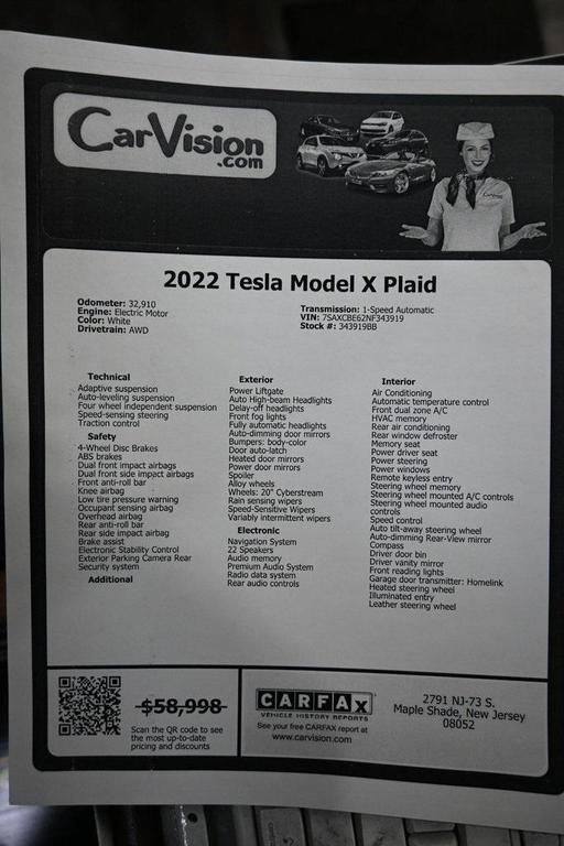 used 2022 Tesla Model X car, priced at $51,999