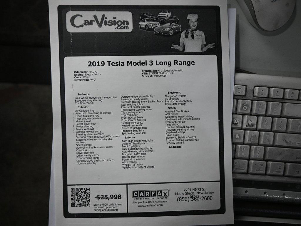 used 2019 Tesla Model 3 car, priced at $19,999