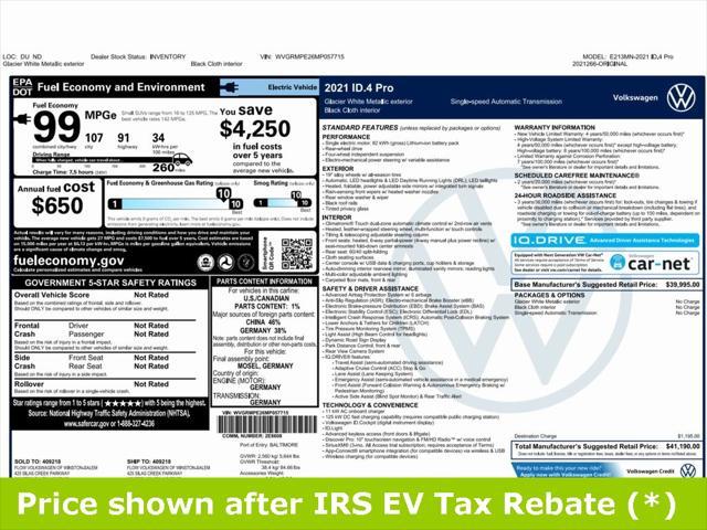 used 2021 Volkswagen ID.4 car, priced at $18,999