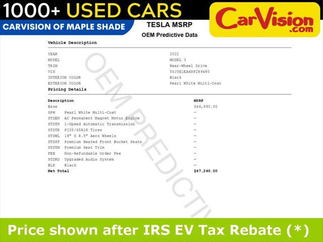 used 2022 Tesla Model 3 car, priced at $17,999