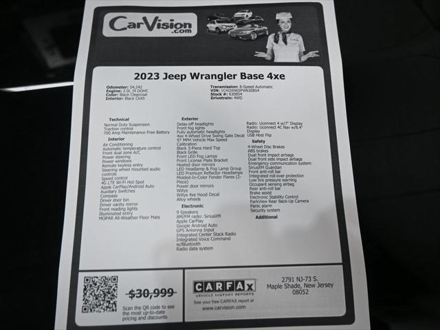 used 2023 Jeep Wrangler 4xe car, priced at $25,999