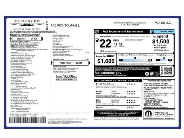 used 2022 Chrysler Pacifica car, priced at $21,499